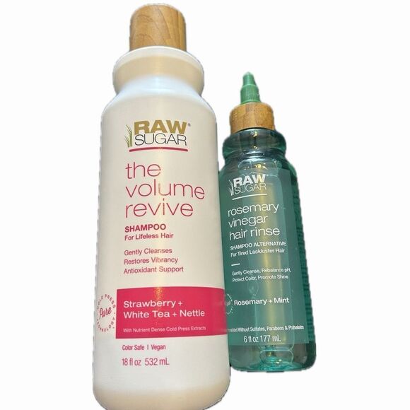 🌻 Raw Sugar Volume Revive Shampoo and Hair Rosemary Vinegar Rinse Set New FullSz - Picture 1 of 6